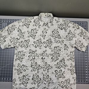 Vintage No Fear Hawaiian Shirt Large USA Made 90s Floral Surf Skater Streetwear